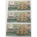 AUSTRALIA 1988 . TEN 10 DOLLAR BANKNOTES . FRASER/JOHNSTON . CONSECUTIVE TRIO . LAST PREFIX AB33 AUSTRALIA 1988 . TEN 10 DOLLAR BANKNOTES . FRASER/JOHNSTON . CONSECUTIVE TRIO . LAST PREFIX AB33
